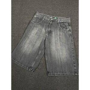 Vintage Southpole Denim Shorts Men 38 (Fits 36) Black Gray Baggy Wide Y2K 15.5"